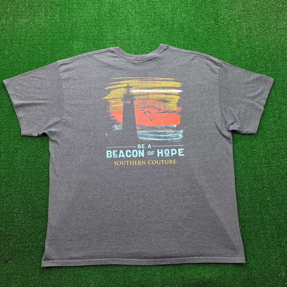 Southern Couture Be A Beacon Of Hope Graphic Tshirt Mens 2XL Gray Light House